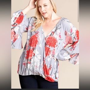 ODDY Blouse with bell sleeves 1XL